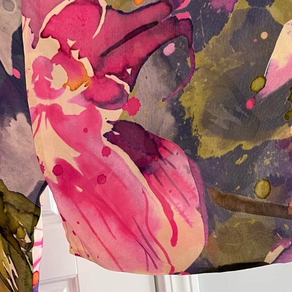 Powder Orchid and Iris Kimono Jacket Cover Up Bohemian Artsy One Size NWT - Picture 10 of 15